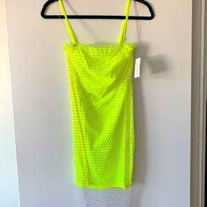 mystique boutique mini rhinestone net dress. LIME